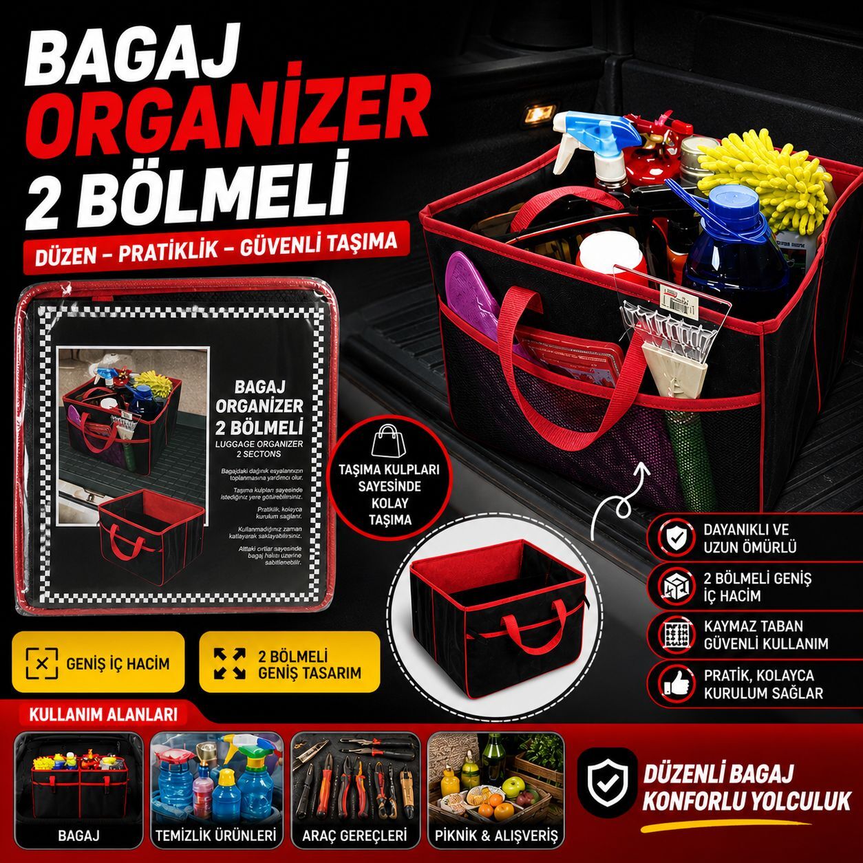 Bagaj Organizer 2 Bölmeli – Düzenli ve Güvenli Taşıma
