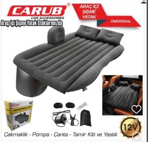 Carub Araç Içi 12v Şişme Yatak Pompa + Yastık Seti