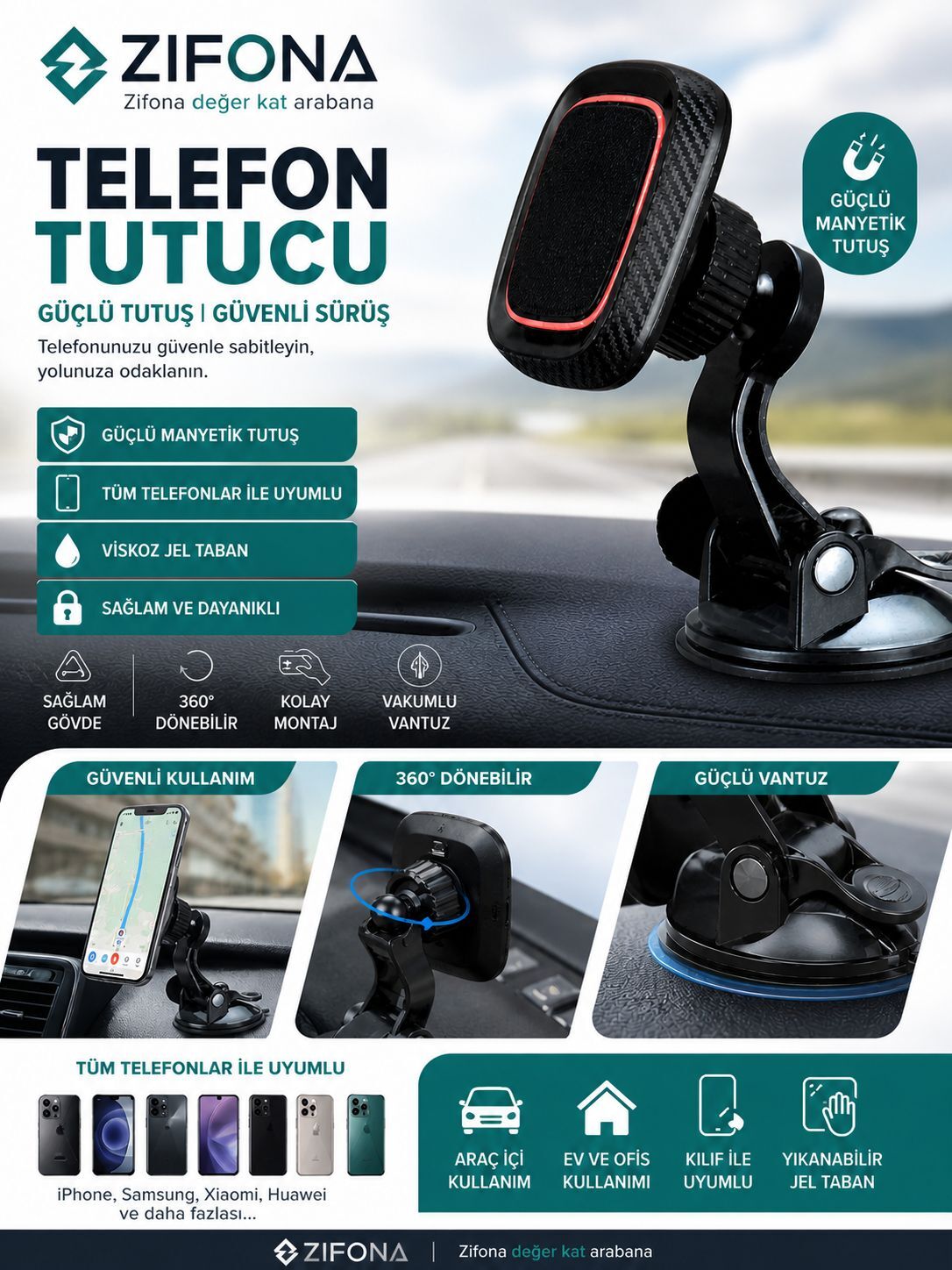 Telefon tutucu yapışkanlı mıktaslı lüks
