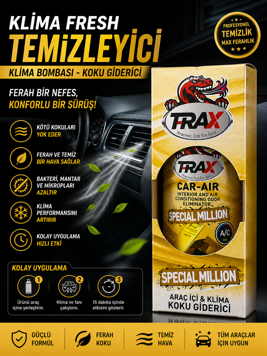 trax Klima Fresh Temizleyici Klima Bombası Koku Giderici