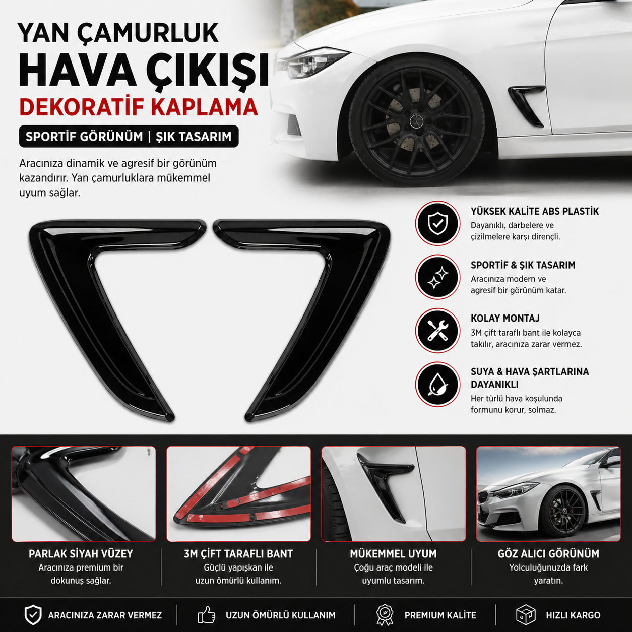 Tampon Çamurluk Venti Çamurluk Izgara Body Kit Parlak Siyah Kısa Model