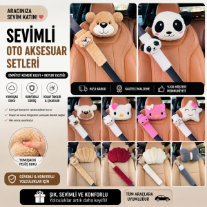 Araç Boyun Yastığı Ve Emniyet Kemeri Seti (1 YASTIK VE 1 KILIF)