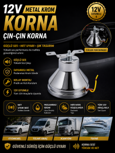 Korna 12V Metal Çın-Çın Krom