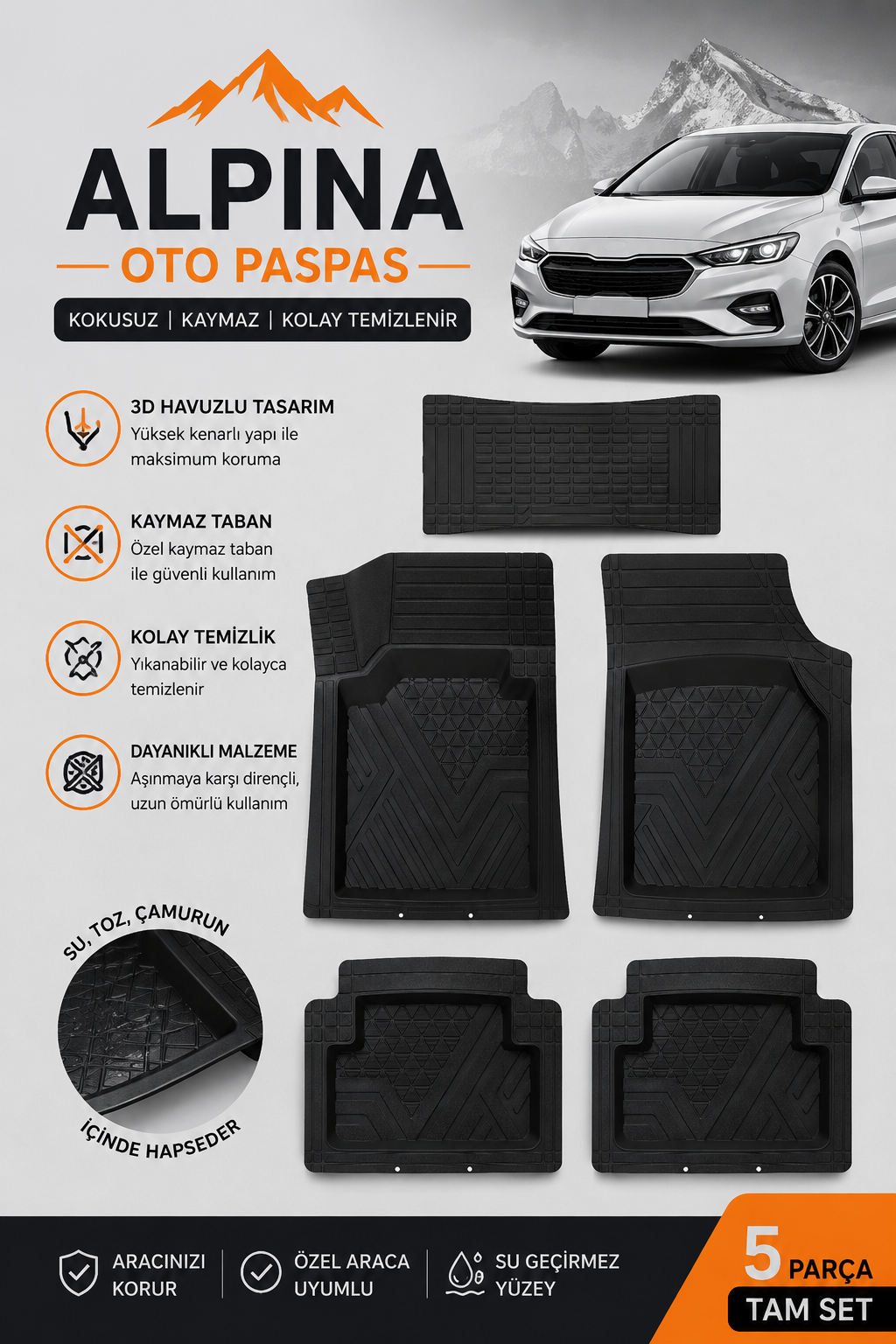 alpina oto paspas 5 parça havuzlu 4d