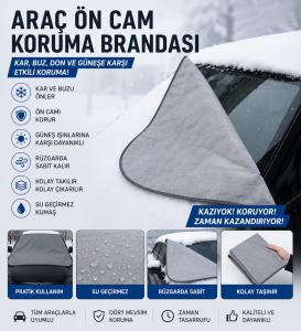 Araç Ön Cam Koruma Brandası – Kar, Buz ve Güneşe Karşı Etkili Koruma