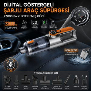 Dijital Göstergeli Şarjlı Araç Süpürgesi