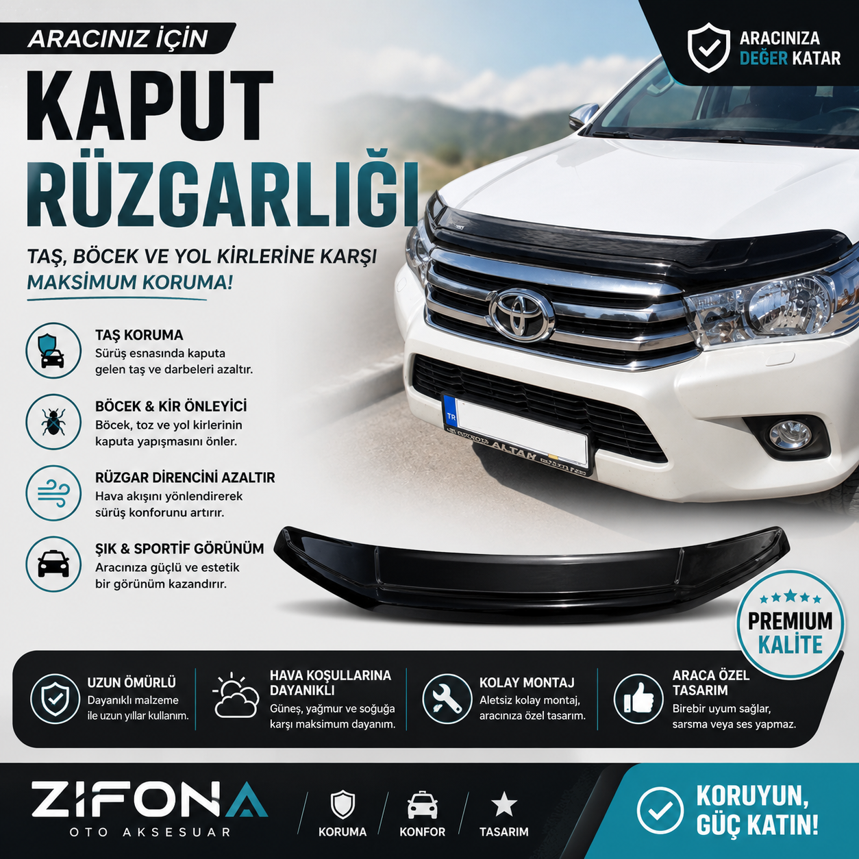 Kaput Rüzgarlığı Araca Özel