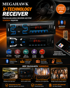 Megahawk Bluetooth Araç Teybi USB TF Kart AUX Destekli Oto Müzik Çalar FM Radyo Uzaktan Kumandalı