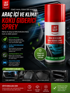 INT SUP Araç İçi ve Klima Koku Giderici Sprey – Antibakteriyel Klima Temizleyici