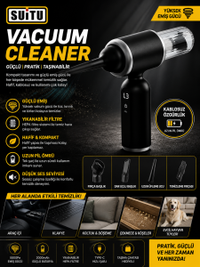 Şarjlı Kablosuz Mini Vacuum Cleaner – 3 Kademeli Güçlü Araç Süpürgesi 10000 PA