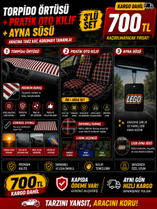 Pratik Oto Koltuk Kılıfı + torpido örtüsü + ayna süsü
