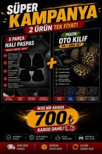 5 Parça Halı Paspas + Pratik Oto Koltuk Kılıfı