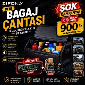 Deri Bagaj Çantası | Katlanabilir Oto Düzenleyici + Metal Numaratör & Oto Koku Hediyeli