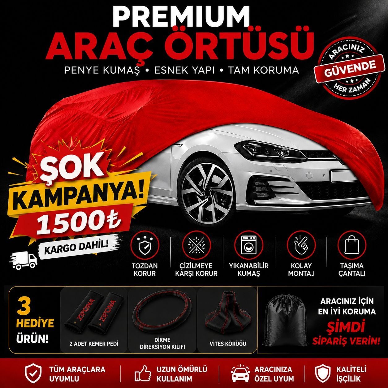 Premium Penye Kumaş Araç Örtüsü Garaj Brandası
