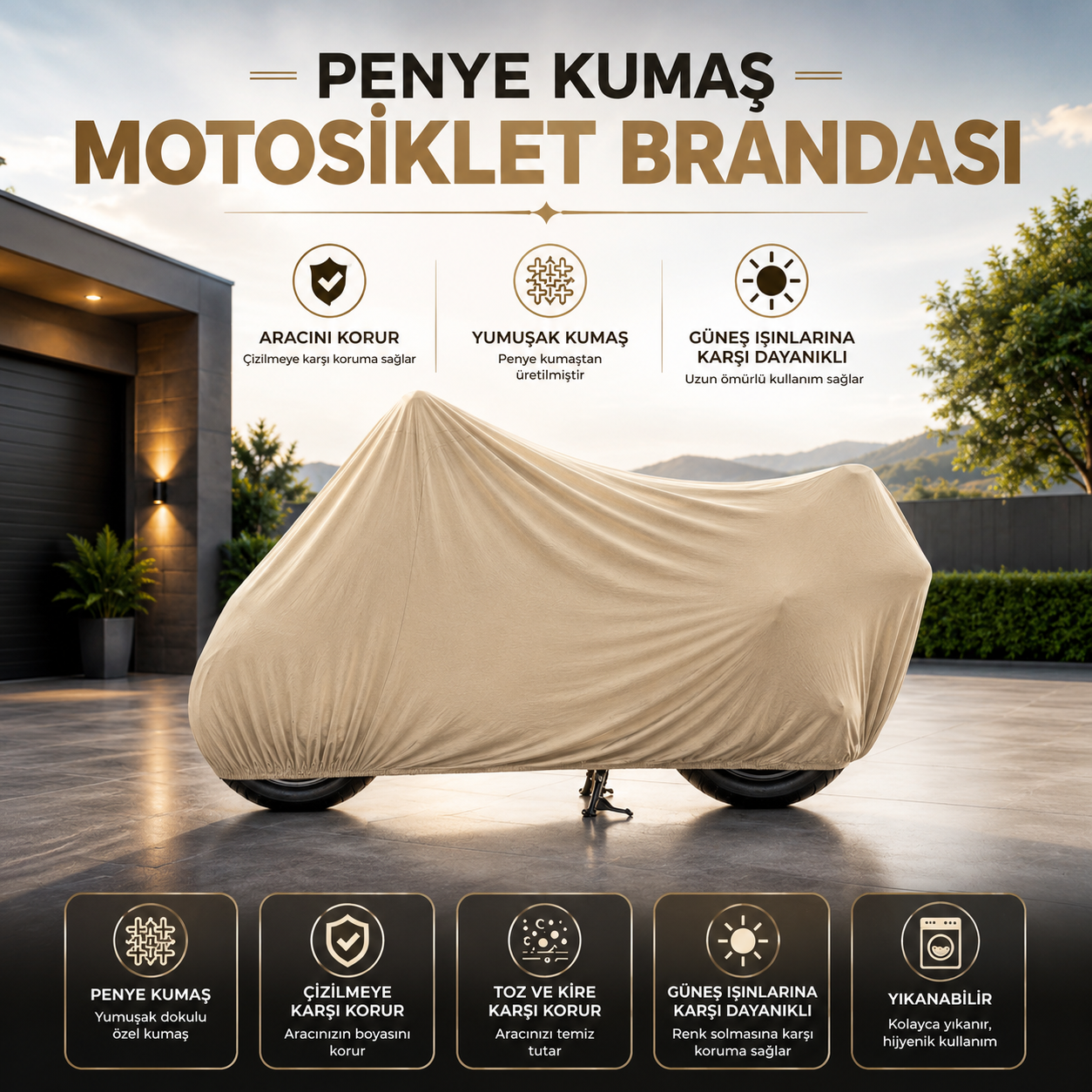 Motosiklet Motor branda Örtü Koruma Kumaş Penye Kırmızı