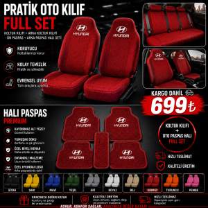 pratik oto kılıf + halı oto paspas set Logolu