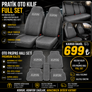 pratik oto kılıf + halı oto paspas set Logolu