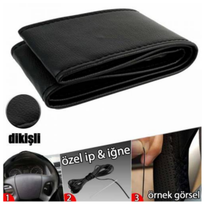 Dikme Direksiyon Kılıfı Kırmızı deri Delikli