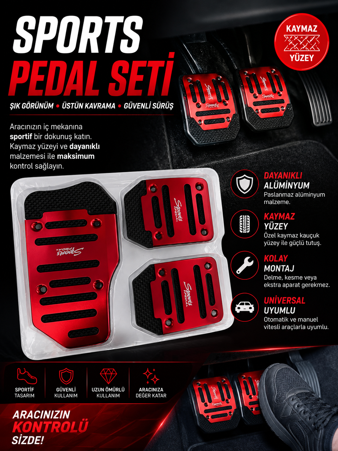 SPORTS PEDAL SETİ – KAYMAZ YÜZEY & SPORTİF TASARIM