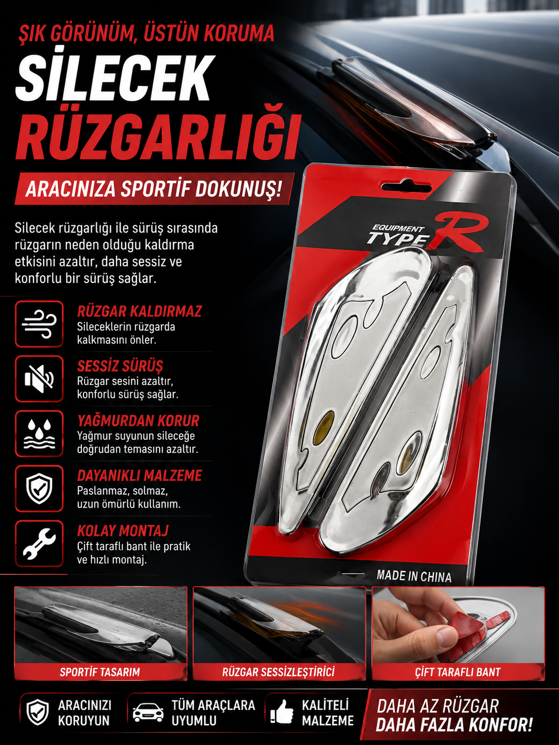 SPORTİF SİLECEK RÜZGARLIĞI – ŞIK TASARIM & KOLAY MONTAJ