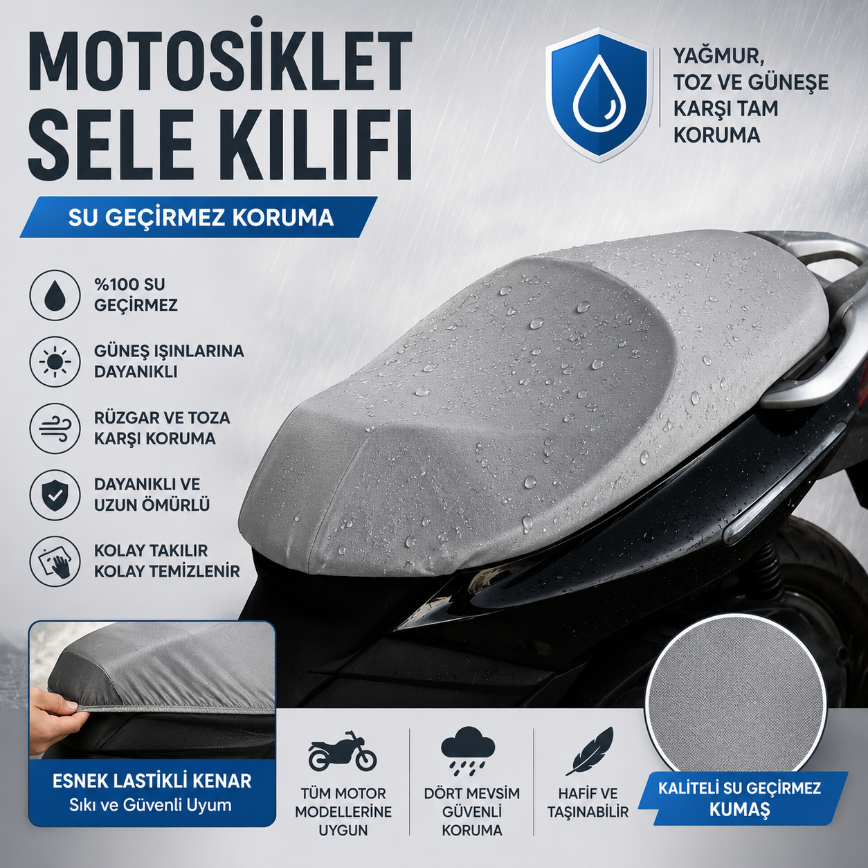 MOTOSİKLET SELE BRANDASI (SELE KILIFI) 3 BEDEN