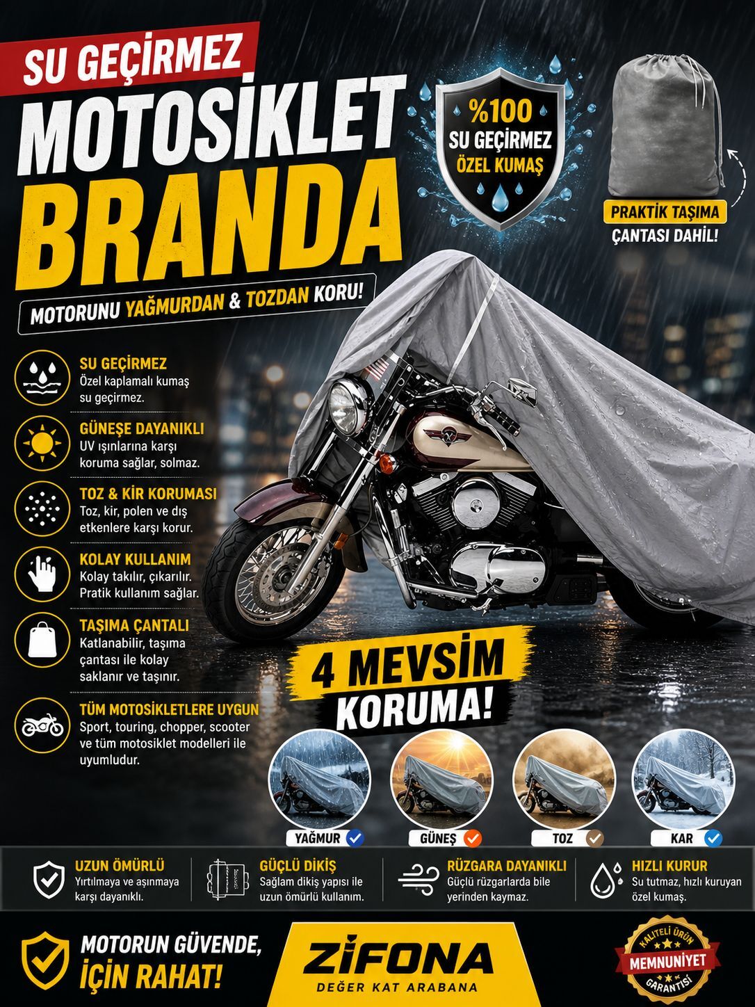 Motor Brandası Motorsiklet Brandası su geçirmez kumaş