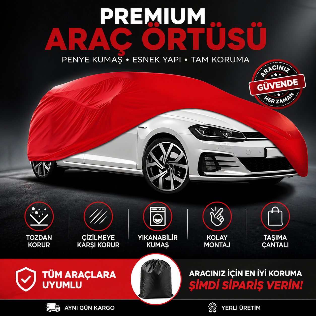 Penye Oto Branda Garaj Brandası 7 Renk