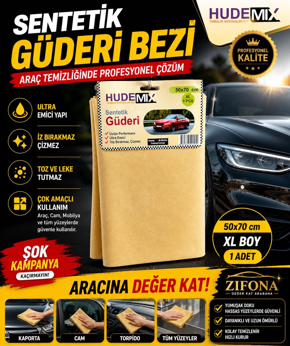 GÜDERİ BEZİ SÜET GERÇEK 50X70