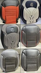 Premium lüks nakışlı keten ortapedik arkası deri koltuk kılıfı