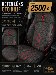 Premium lüks nakışlı keten ortapedik arkası deri koltuk kılıfı