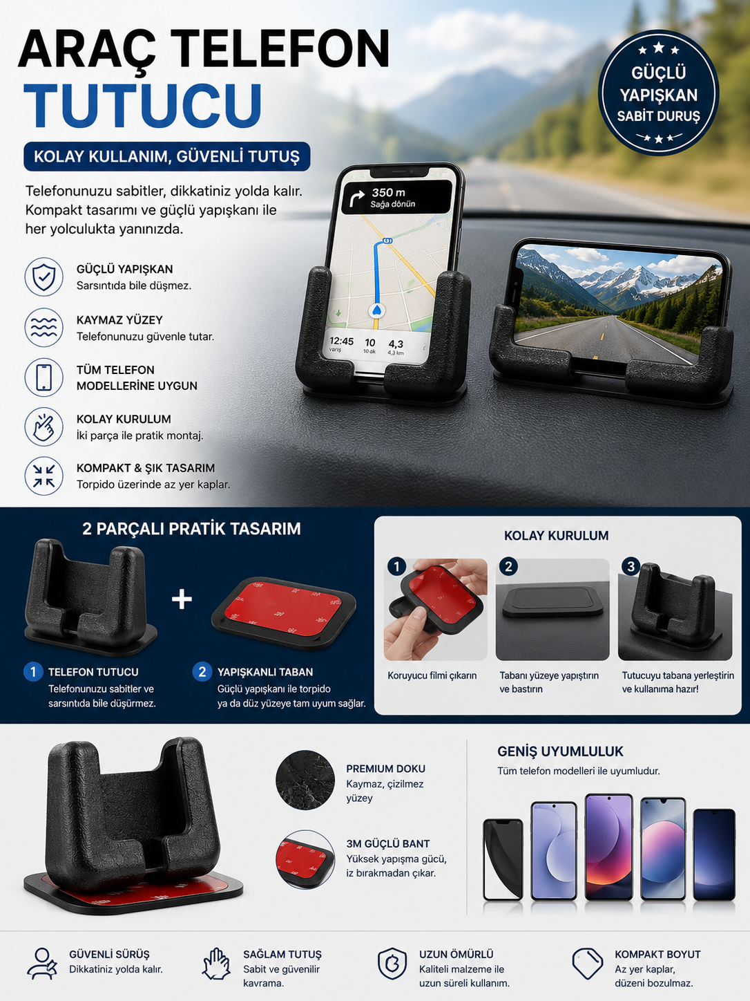 Araç Torpido Telefon Standı