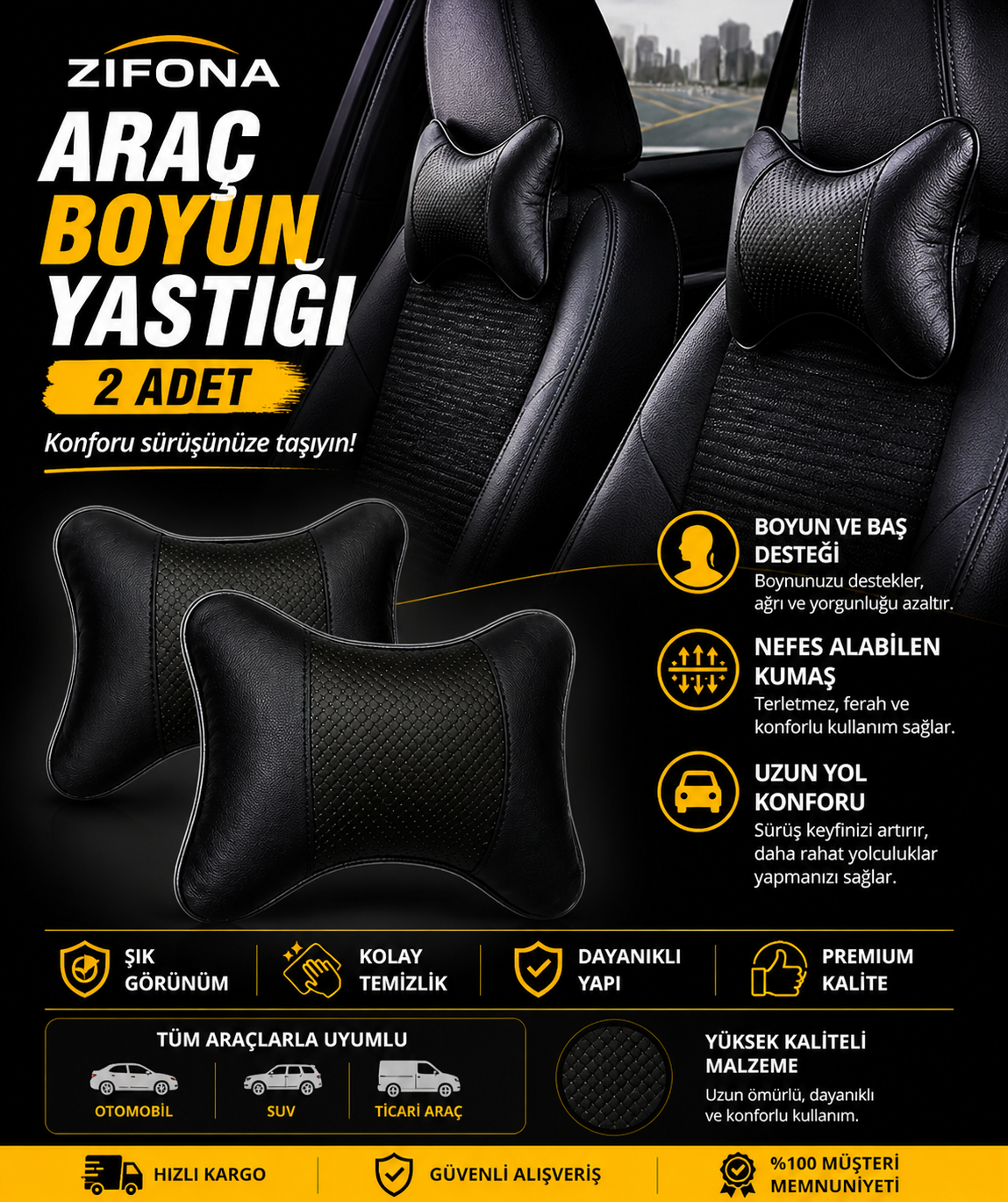 Boyun Yastığı 2 adet Boncuk Elyaflı jumbo boy