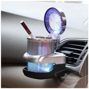 7 Renkli RGB Led Işıklı Lüx Oto Küllük Kapaklı Spor Araç İçi Küllük Araba Küllüğü