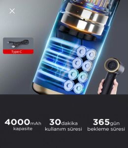 Torima LT-132 Mini Çok Fonksiyonlu Şarjlı Araç Süpürgesi El Süpürgesi